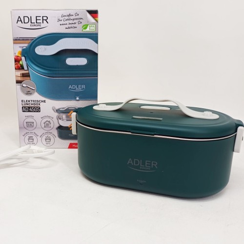 Ланч бокс с подогревом электрический Adler AD 4505 Green 55 Вт металлический для еды с крышкой 0,8л 220В