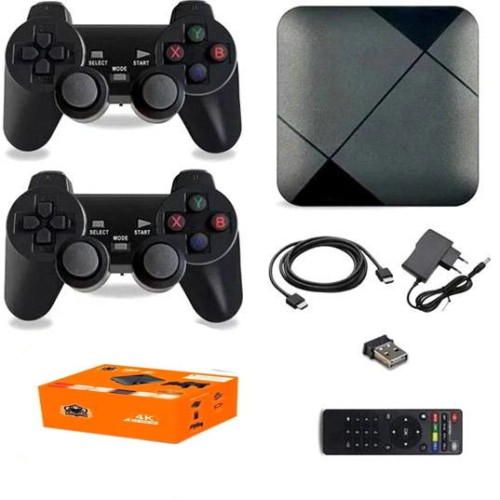 Игровая консоль приставка для телевизора 4K система Android TV 10 4G Wi-Fi HD с двумя джойстиками