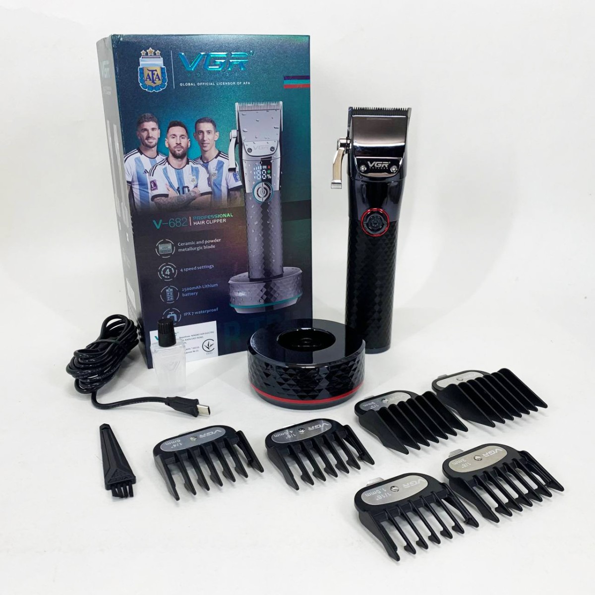 Профессиональная беспроводная машинка для стрижки VGR V-682 RED триммер для волос (арт. 14196)