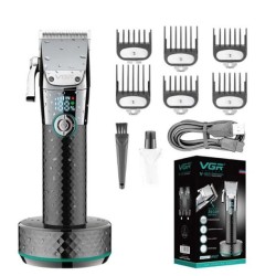 Професійна бездротова машинка для стрижки VGR V-682 тример для волосся, бороди та вусів на підставці