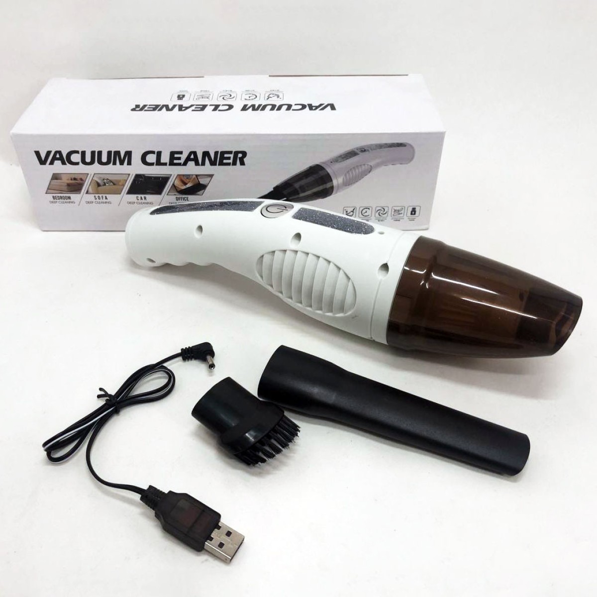 Пылесос автомобильный Car Vacuum Cleaner HY05 на АККУМУЛЯТОРЕ. Цвет: белый (арт. 12219)