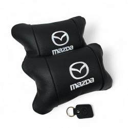 Набор кожаных подушек Mazda с вышивкой логотипа + подарок – кожаный брелок
