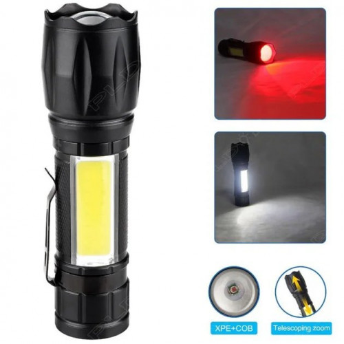 Фонарь W601-XPE(red)+COB(white)