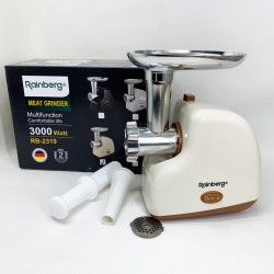 Мясорубка электрическая Rainberg RB-2319 с системой реверса насадка куббе 3000Вт Beige