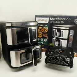 Большая аэрофритюрница 15л на 2 чаши Rainberg RB-2331 Аэрогриль усиленной мощностью 4800Вт с дисплеем