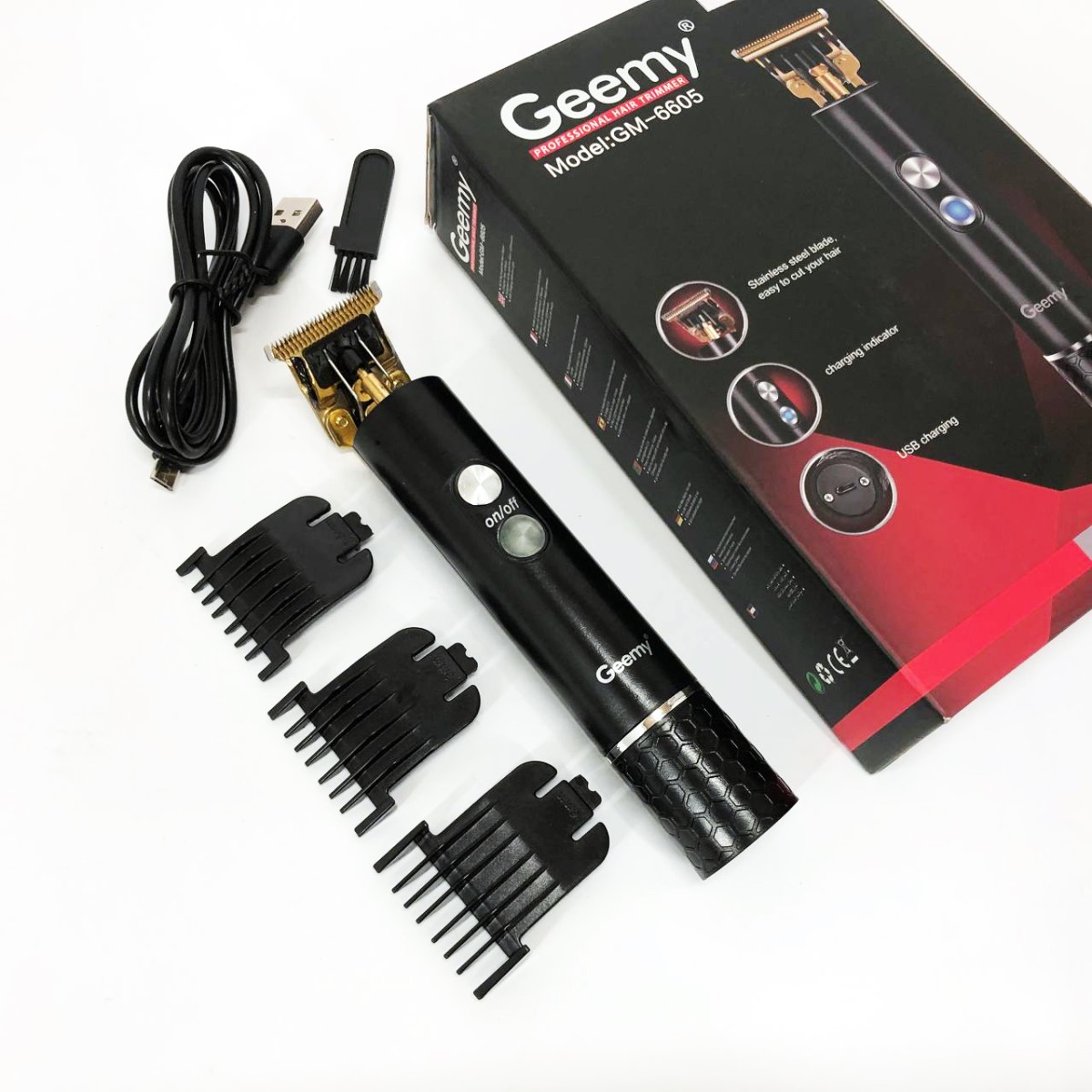 Профессиональная окантовочная машинка GEEMY GM-6605 для стрижки волос, окантовки, бороды и усов (арт. 13224)