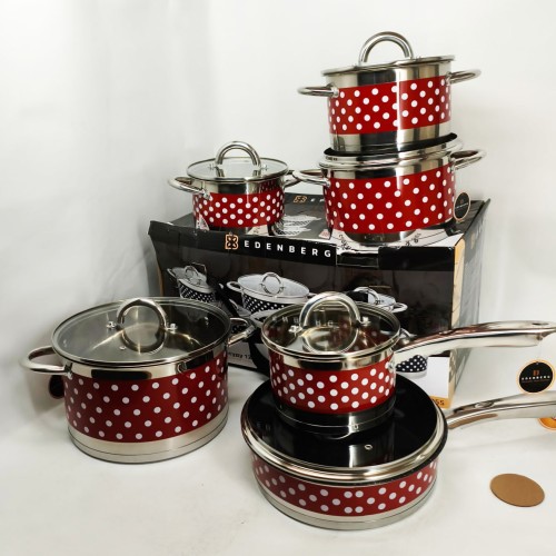 Набір посуду Edenberg EB-4056 12 предметів із нержавіючої сталі з сотейником