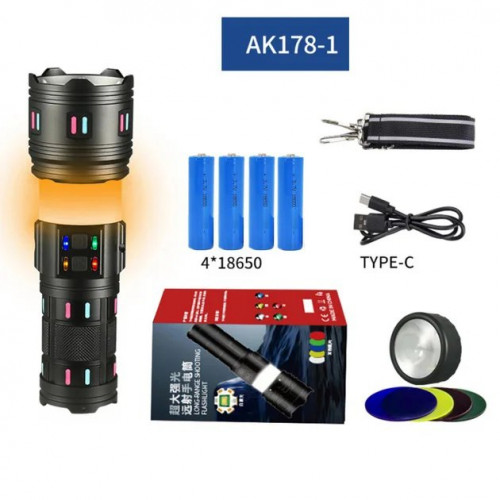 Фонарь AK178-1 PM60-TG+COB, 4x18650