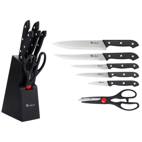 Набір кухонних ножів з ножицями та підставкою UNIQUE UN-1836