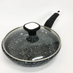 Сковорода с крышкой 20 см светлый гранит UNIQUE UN-5113 | Антипригарная сковорода | Гранитная сковорода