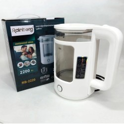 Электрочайник Rainberg RB-2220 стеклянный, дисковый прозрачный. Чайник с подсветкой 2200 Вт. Цвет: белый