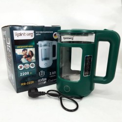 Электрочайник Rainberg RB-2220 стеклянный, дисковый прозрачный с подсветкой 2200 Вт. Цвет: зеленый