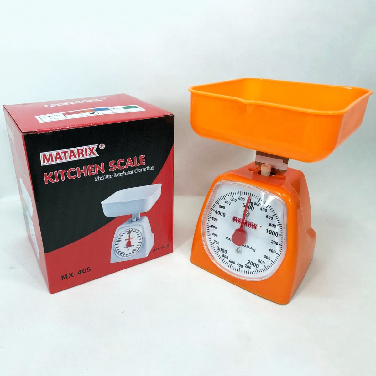 Ваги кухонні механічні MATARIX MX-405 5 кг, Ваги для кухні для продуктів. Колір: оранжевий