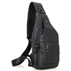 Премиальная мужская кожаная сумка из натуральной итальянской кожи, черная