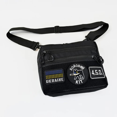 Тактическая сумка для патчей Cordura 600D — 5 карманов, мессенджер черный из ткани