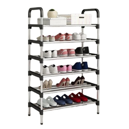 Полиця для взуття Shoe Rack 6 полиць Органайзер стійка 6 секцій 56х28х113см. Колір: чорний