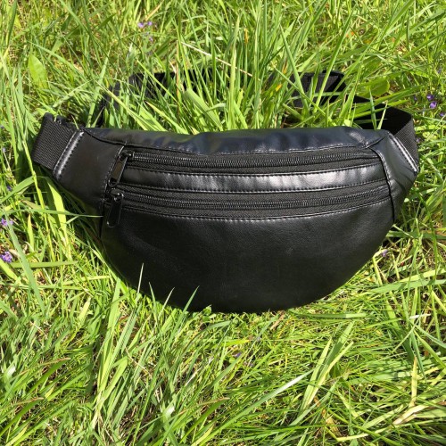 Сумка на пояс з еко-шкіри. Сумка через плече. Бананка чоловіча, жіноча Black