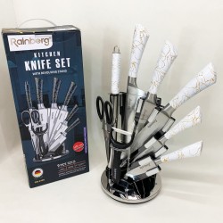 Набір кухонних ножів Rainberg RB-2499 8 предметів на підставці, що обертається White