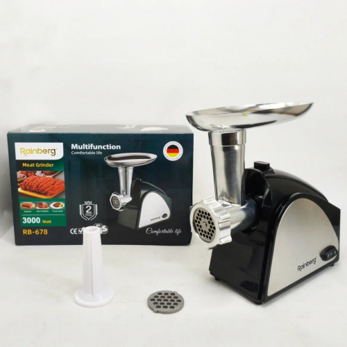 Электрическая мясорубка Rainberg RB-678 3000Вт с насадкой для колбас шнековая электромясорубка
