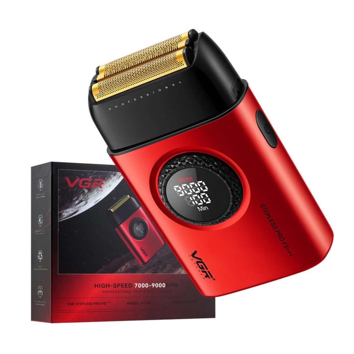 Электробритва VGR V-378 RED шейвер, двойное лезвие, регулировка мощности 7000-9000 RPM. Цвет: красный (арт. 13486)