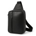 Сумка мужская - кожаная, нагрудная сумка слинг кожаная черная на 3 кармана, мужская сумка на грудь - фото 12