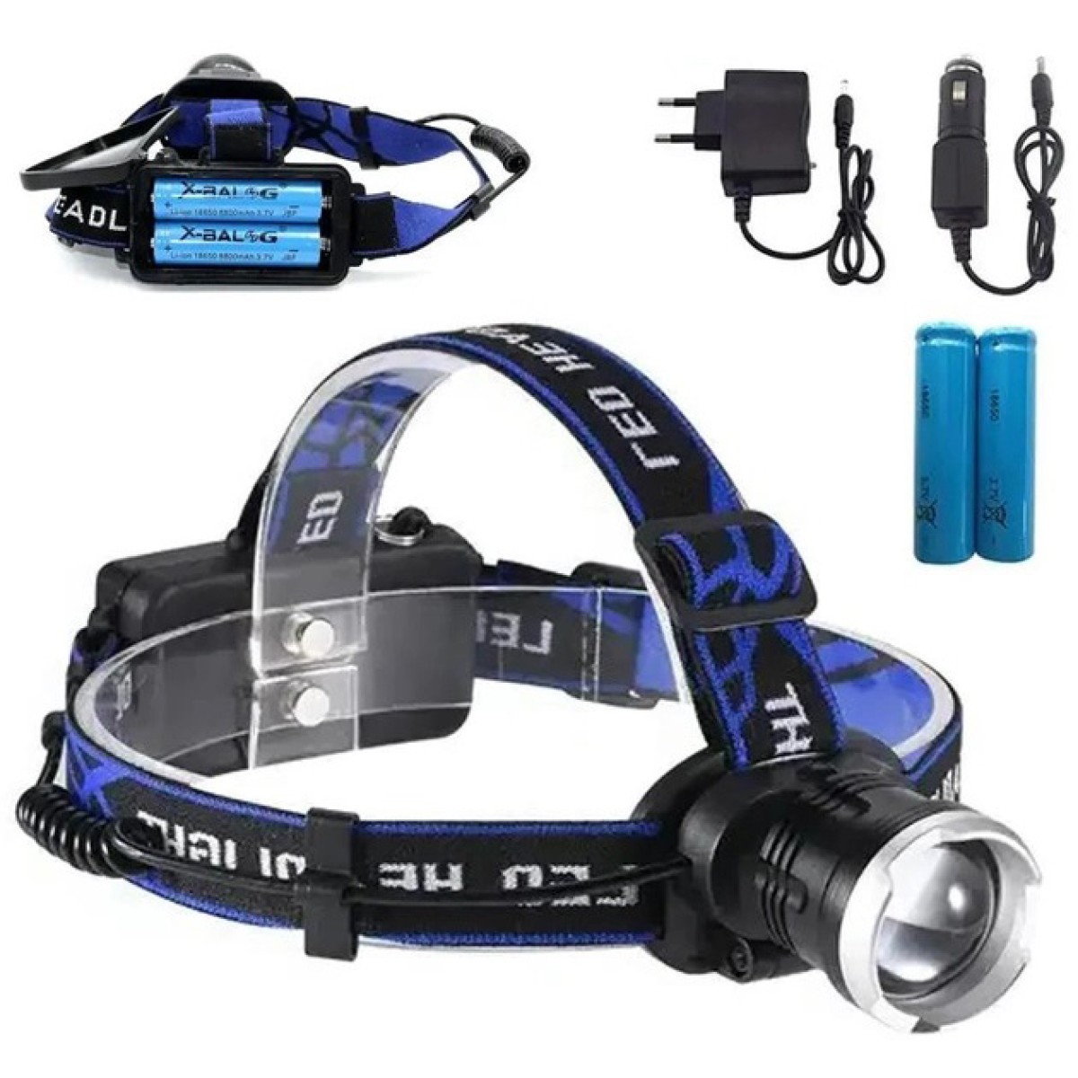 Налобный фонарь Bailong BL-T24-P50 аккумуляторный LED/Zoom 3 режима работы, фонарь на голову для рыбалки (арт. 24852)