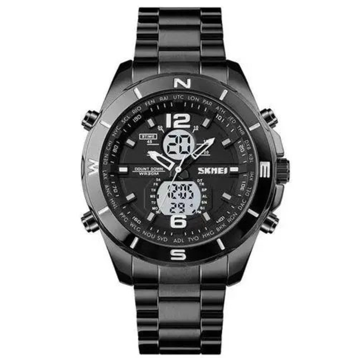 Часы наручные мужские SKMEI 1670BKWT BLACK-WHITE, Армейские часы противоударное (арт. 22821)