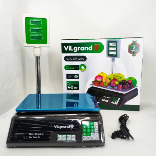 Весы торговые ViLgrand VES-6V-41W 40 кг с калькулятором и аккумулятором