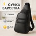 Сумка из натуральной кожи, слинг мужской черный, барсетка, кросс боди, Практичная сумка-мессенджер - фото 45