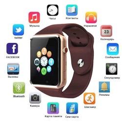 Смарт-часы Smart Watch A1 умные электронные со слотом под sim-карту + карту памяти micro-sd. Цвет: золотой
