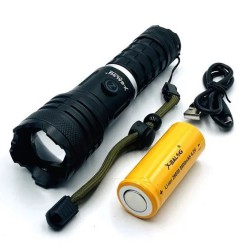 Алюминиевый аккумуляторный ручной фонарик Bailong BL-P913-P90 светодиодный с мощной линзой