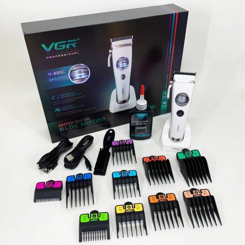 Аккумуляторная машинка для стрижки VGR V-880C. Цвет: белый