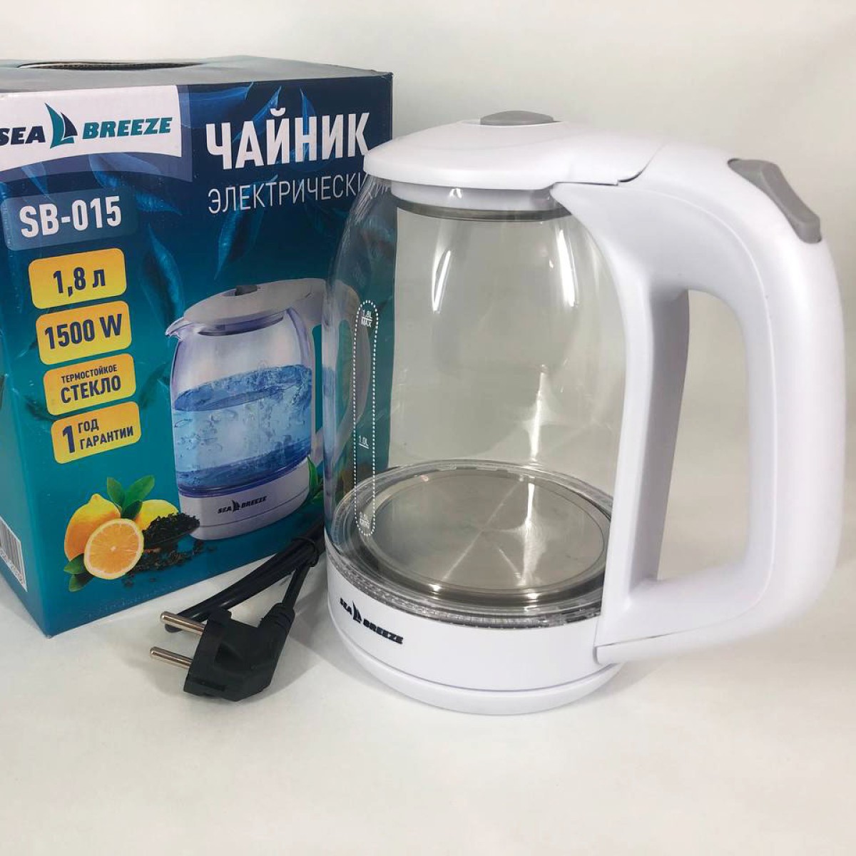 Электрочайник SeaBreeze SB-015 1.8 л, чайники с подсветкой, электронный чайник тихий электрический чайник (арт. 11771)