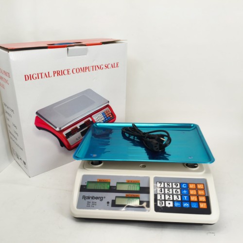 Ваги торговельні електронні акумуляторні Rainberg RB-311 до 55 кг з лічильником ціни 2 дисплеї