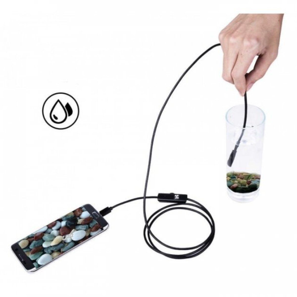 Камера эндоскоп с кабелем на 2 метра 7 мм USB/micro USB с подсветкой, Usb эндоскоп для андроид (арт. 11426)