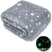 Светящийся в темноте плед плюшевое покрывало Blanket kids Magic Star 150х100 см флисовое одеяло. Цвет: серый