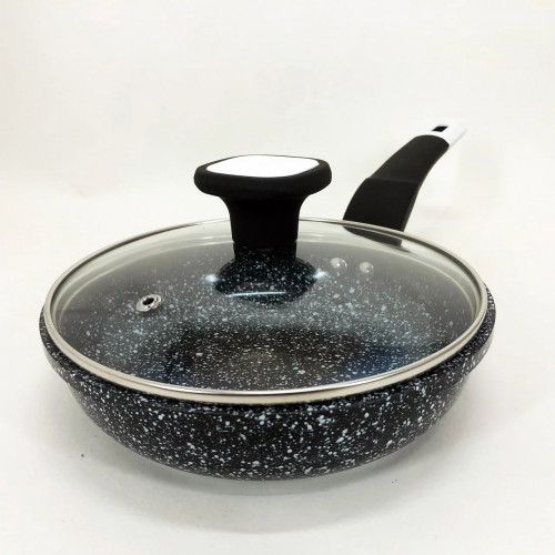 Сковорода UNIQUE UN-5112 18 см с крышкой и гранитным антипригарным покрытием