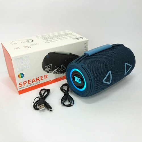 Bluetooth-колонка TG657 с RGB подсветкой 1500 mAh, музыкальные колонки для улицы. Цвет: синий