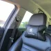 Автомобильные подушки 2 шт на подголовник Skoda / Шкода, из натуральной кожи, стильный аксессуар для вашего авто