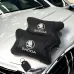 Автомобильные подушки 2 шт на подголовник Skoda / Шкода, из натуральной кожи, стильный аксессуар для вашего авто