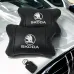 Автомобильные подушки 2 шт на подголовник Skoda / Шкода, из натуральной кожи, стильный аксессуар для вашего авто