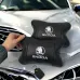 Автомобильные подушки 2 шт на подголовник Skoda / Шкода, из натуральной кожи, стильный аксессуар для вашего авто