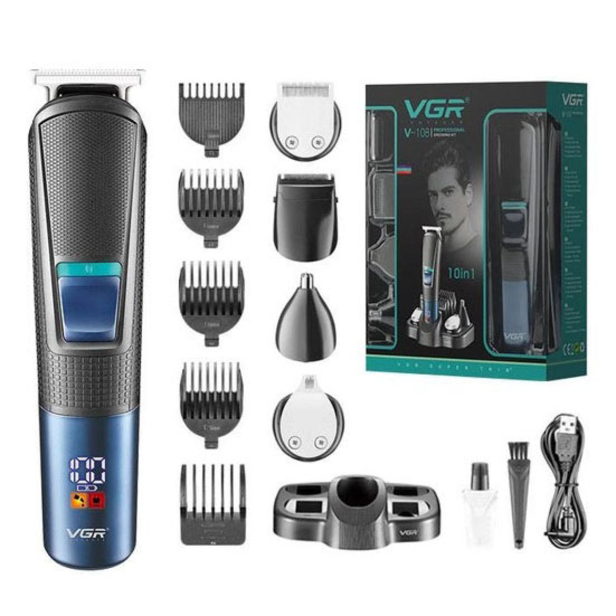 Професійна машинка для стрижки VGR V-108 10 в 1 — салонний догляд вдома ✂️ (арт. 12595)