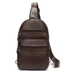 Стильная мужская кожаная сумка слинг среднего размера из качественной итальянской кожи в фирменной упаковке