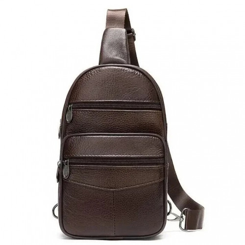 Стильная мужская кожаная сумка слинг среднего размера из качественной итальянской кожи в фирменной упаковке