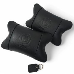 Премиальный набор автоподушек BMW из натуральной кожи – подушки + брелок.