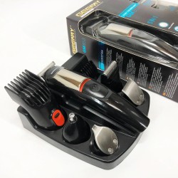 Машинка для стрижки 5в1 Geemy GM-853 стайлер, бритва, триммер на аккумуляторе нержавеющая сталь 6 насадок