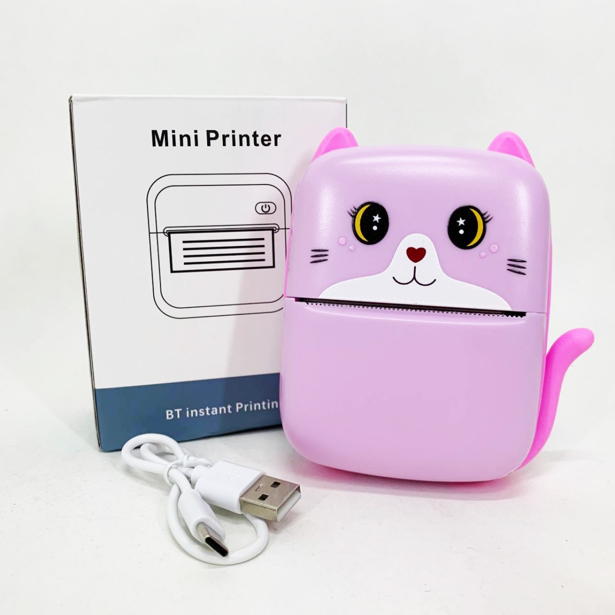 Портативний дитячий термопринтер з Bluetooth A8 Cat міні принтер для телефону Pink (арт. 23589)