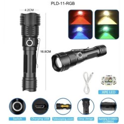 Фонарь ручной аккумуляторный PLD-11-4XPE(RGB), Карманный фонарь с usb зарядкой, Тактический фонарь police