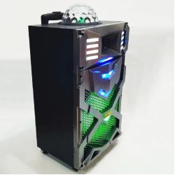 Музыкальная колонка со светомузыкой WilliCo 300 Вт и микрофоном, портативна колонка с диско-шаром